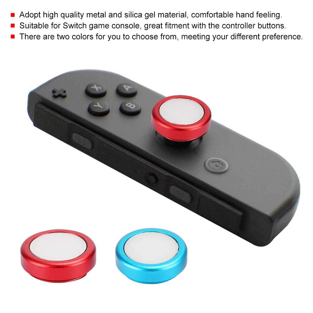 Comfortable Game Controller Cap Button Cover, Button Cap, Durable Game Controller Cap Game Controller Cap, 2 Pcs Silicone Gel Button Cap for Switch Game Console for Game(1 blue 1 red) 6