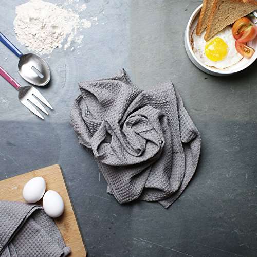 Amazon brand - Umi Classic Waffle Kitchen Dish Towels(15"x25",4-Pack, Grey) 4
