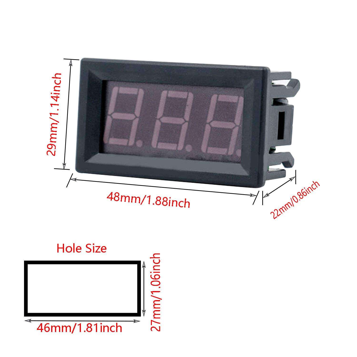DGZZI 2PCS Red LED Digital Voltmeter Voltage Meter DC 4.5V to 30V Voltage Panel Meter for 6V 12V Electromobile Motorcycle Car 3