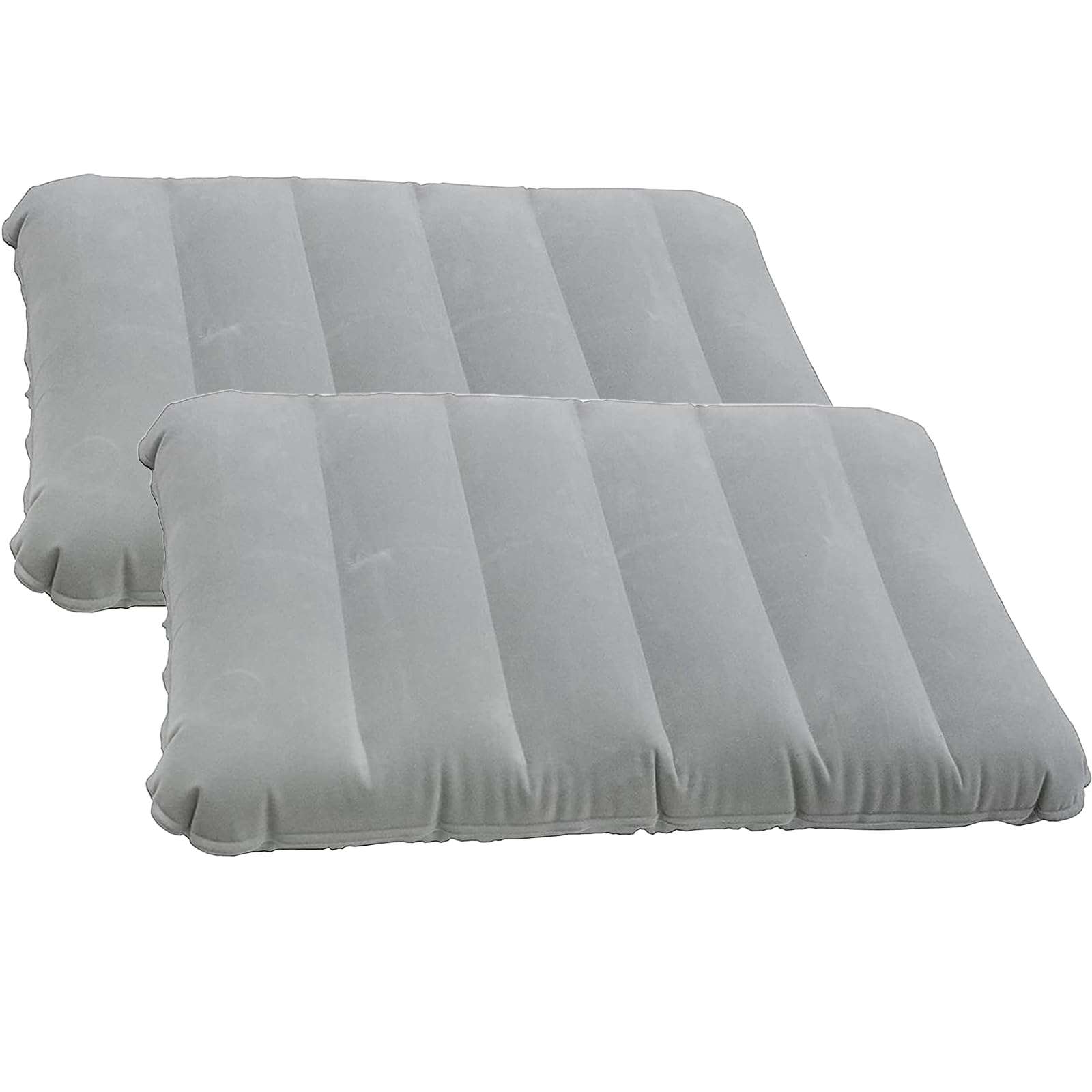2 Pack Ultralight Inflatable Camping Pillow Beach Pillow Squared Flocked Fabric Air Pillow for Camping,Hiking,Traveling,Napping,Desk Rest,Office,Neck Lumbar Support (Grey) 1