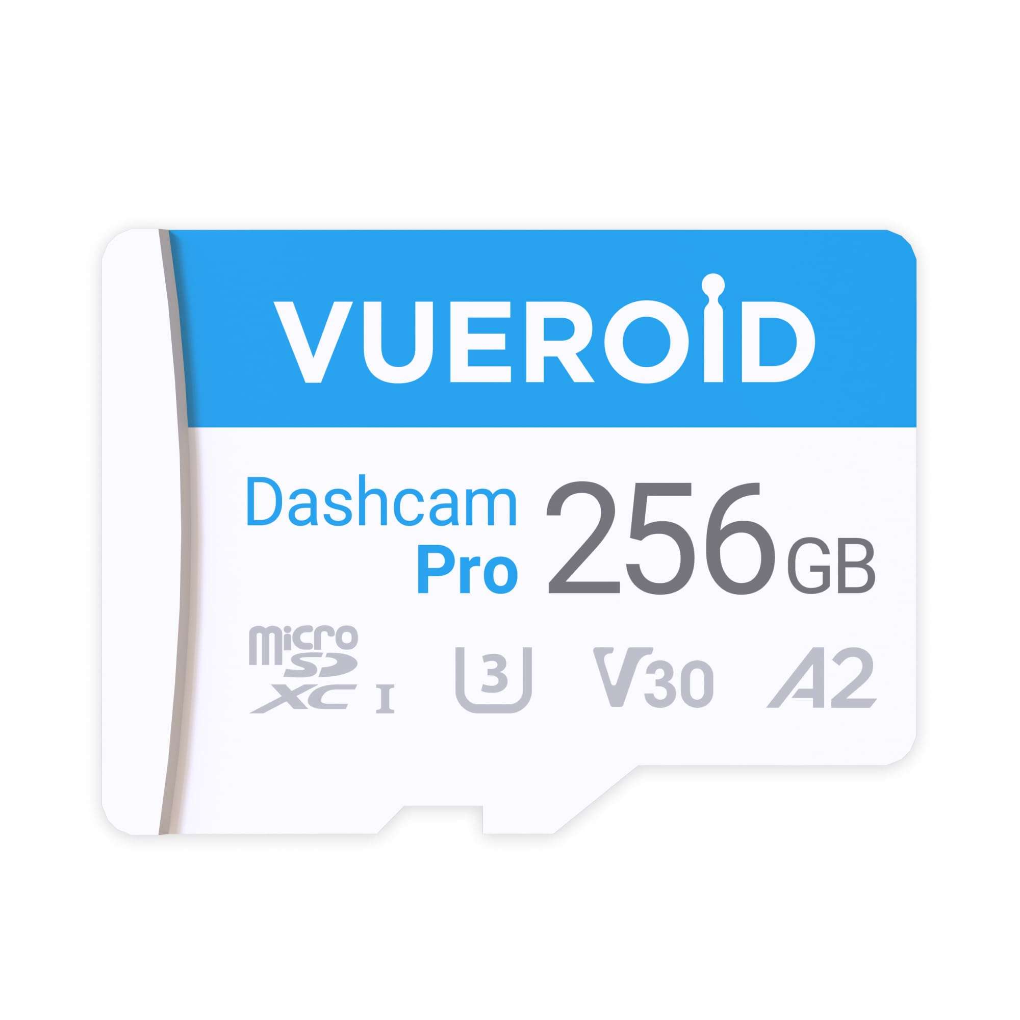 Vueroid 256GB Dashcam Pro microSD Card with Reader Adapter, C10, V30, UHS-I, Class 10, A2, High Speed Memory Card for 4K UHD Video, Read Speed up to 100 MB/s microsdxc 1
