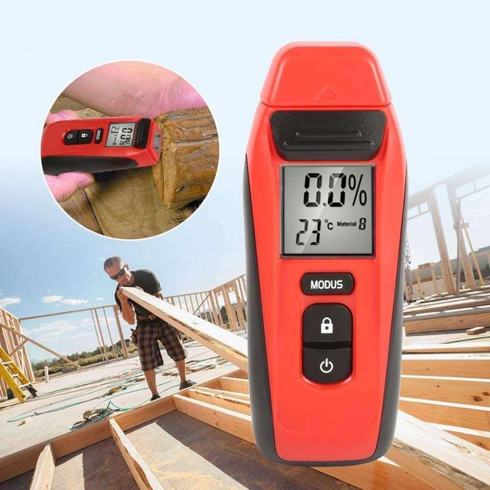 WZCUICAN Moisture Meters 1Pc Practical Wood Humidity Tester Digital LCD Wood Moisture Meter Timber Damp Detector with/Two Pins LCD Display Tool 5