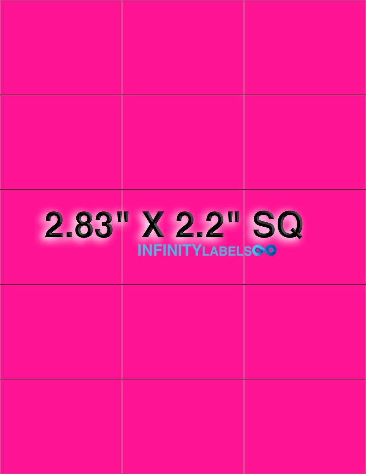 500 Laser Label Sheets, Fluorescent Pink Paper 2.83in. x 2.2in. Supplied 15 Labels Per Sheet. 1