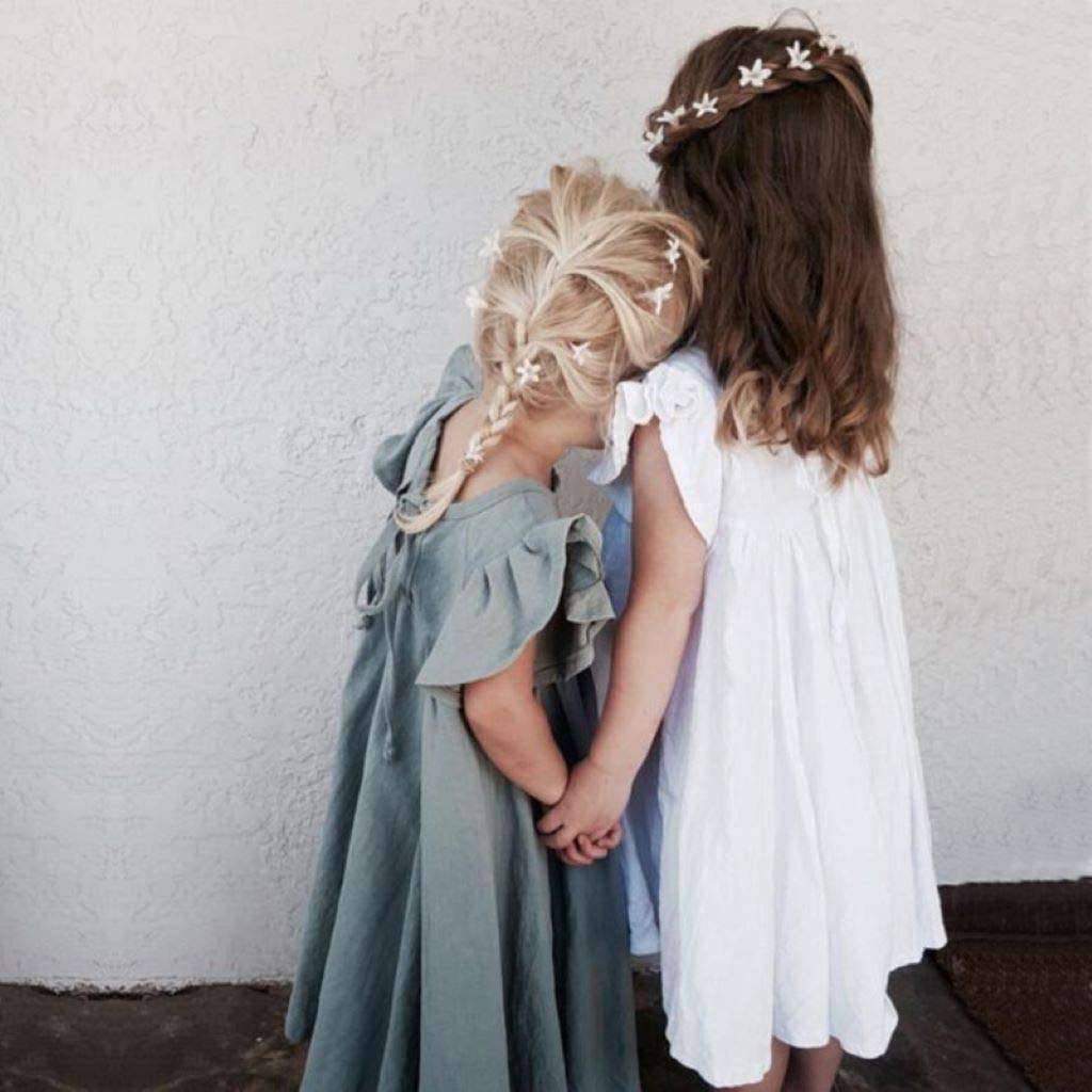 Toddler Baby Girl Dress Summer Cotton Linen Ruffle Halter Sleeveless Kids Casual Beach Party Dresses 2-7 Years (White, 4-5T, 4_Years) 4