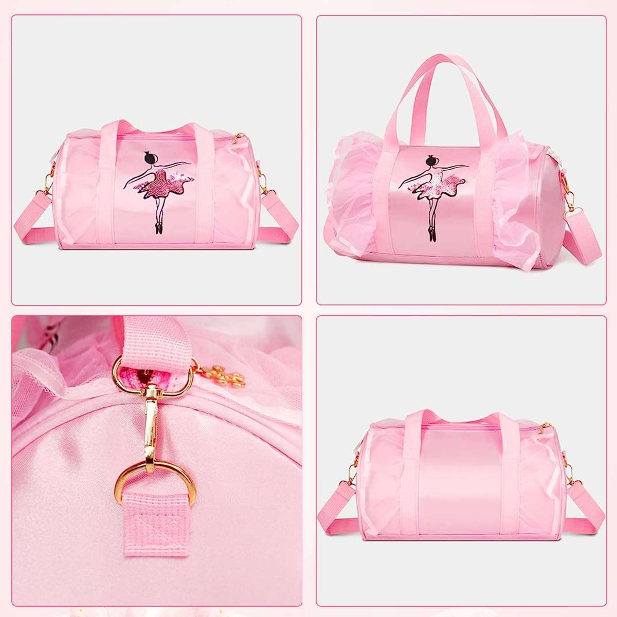 PALAY® Travel Duffel Bags for Girls Sport Dance Class Storage Bag Handbag Waterproof Duffel Bag for Picnic with Shoulder Strap 6