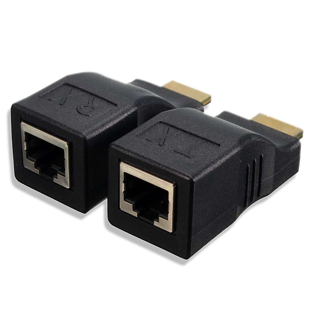 HDMI to RJ45,HDMI to RJ45 Extender by Single 98.4Ft Ethernet LAN Cat5e/6 Network Cable,Support HDTV 1080P 3D 1pair 4