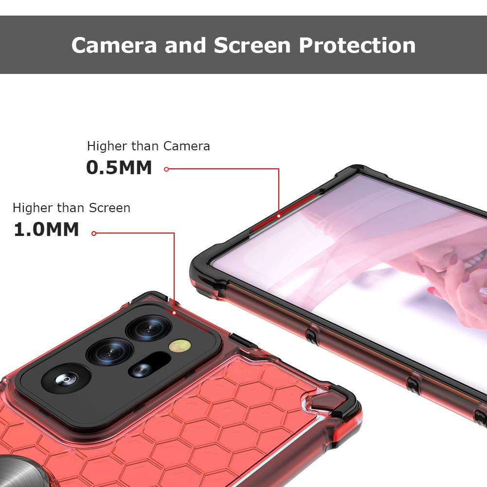 Galaxy Note 20 Ultra Case, Shockproof Bumper Cover with Kickstand Holder [Work for Magnetic Car Mount] Compatible with Samsung Glaxay Note 20 Ultra, Red 4