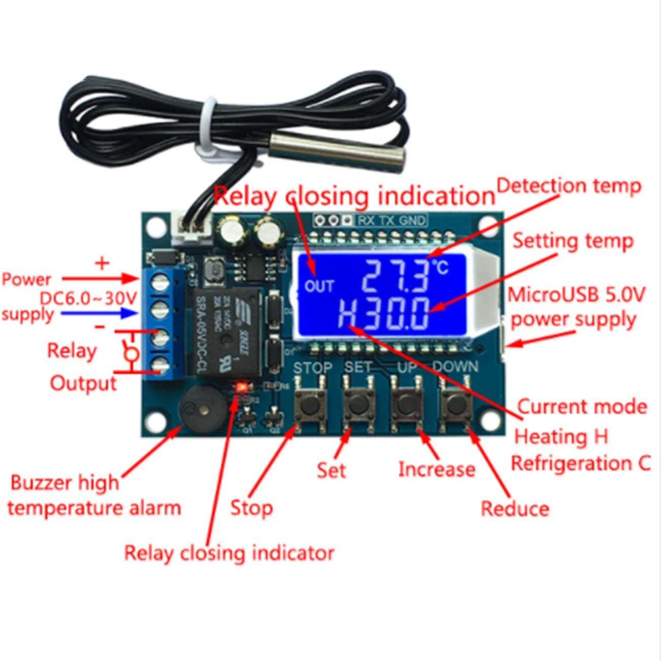 XY-T01 Digital Thermostat Heating Refrigeration Digital Temperature Control Switch Temperature Controller Module 1