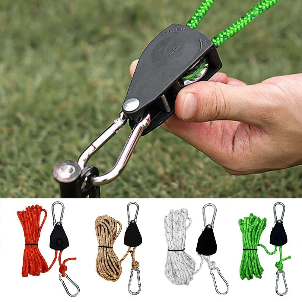 Tookie Windproof Tent Rope, Hiking Reflective Aluminum Camping Wind Rope, Outdoor Camping Tent Rope, Reflective Windproof Tent Rope with Pulley Clip, for Tent Tarp, Canopy Shelter, Climbing(Orange) 5