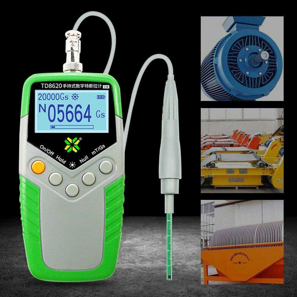 TD8620 Digital Gauss Meter Handheld Digital Tester Meter mT/Gs Magnetic Flux Met High Precision Gaussmeter Fluxmeter Surface Magnetic Field Tester with Probe 0-2400mT 3