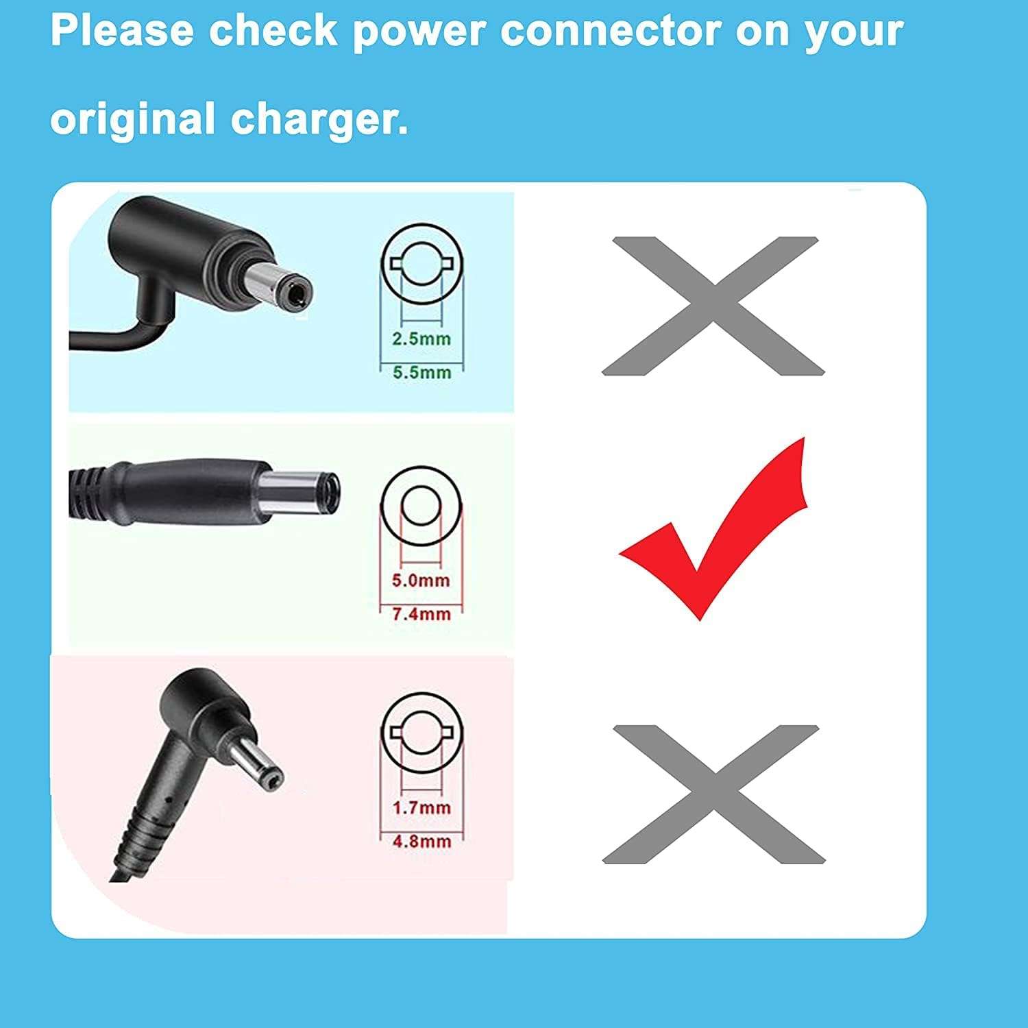 WeFly 90w 19V 4.74A 7.4mm x 5.0mm Laptop Adapter for HP All-in-One Desktop 22" 24" 24DD 24DF 24-DP 24-CB 22-DD DF:24-dd0210 dd0010 24df0040 df0030 22-df0003w df0222 22-dd0210 dd0110 24-dp0160 dp1250 5