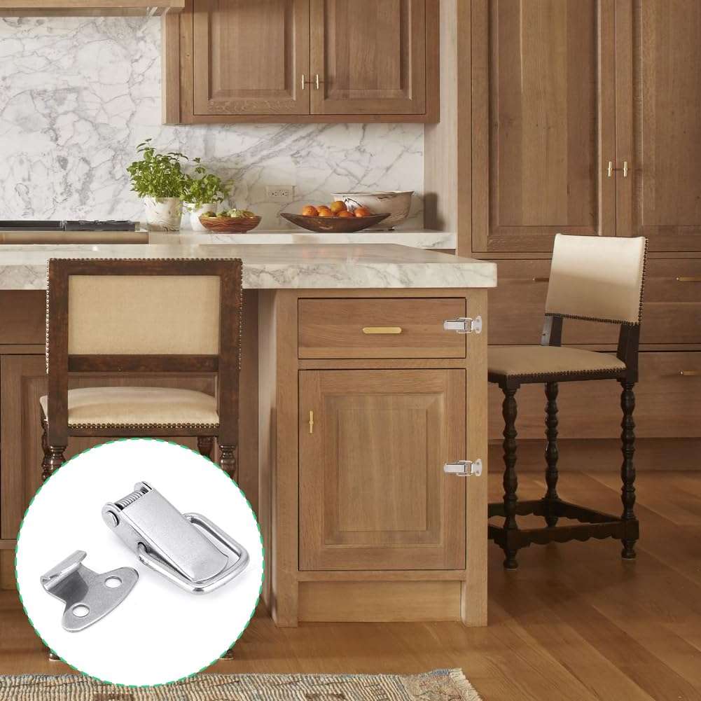 Msiud Latch, Silver Hasp Lock Fastener Kitchen Furniture Toggle Latches Catch Hardware Parts Spring Loaded Clamp Clip Pack Adjustable Clamps Holding Capacity Pull Lid Jig Privacy Hook Eye Gate Easy 6