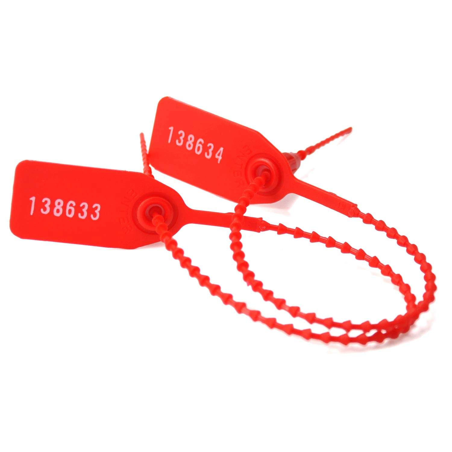 LeadSeals 500PCS Red Plastic Tamper Seals, Numberd Zip Ties for Fire Extinguisher Pull Tite Security Seals Tags Disposable Tamper Evident Self-Locking Seal Tags 250mm Length 3