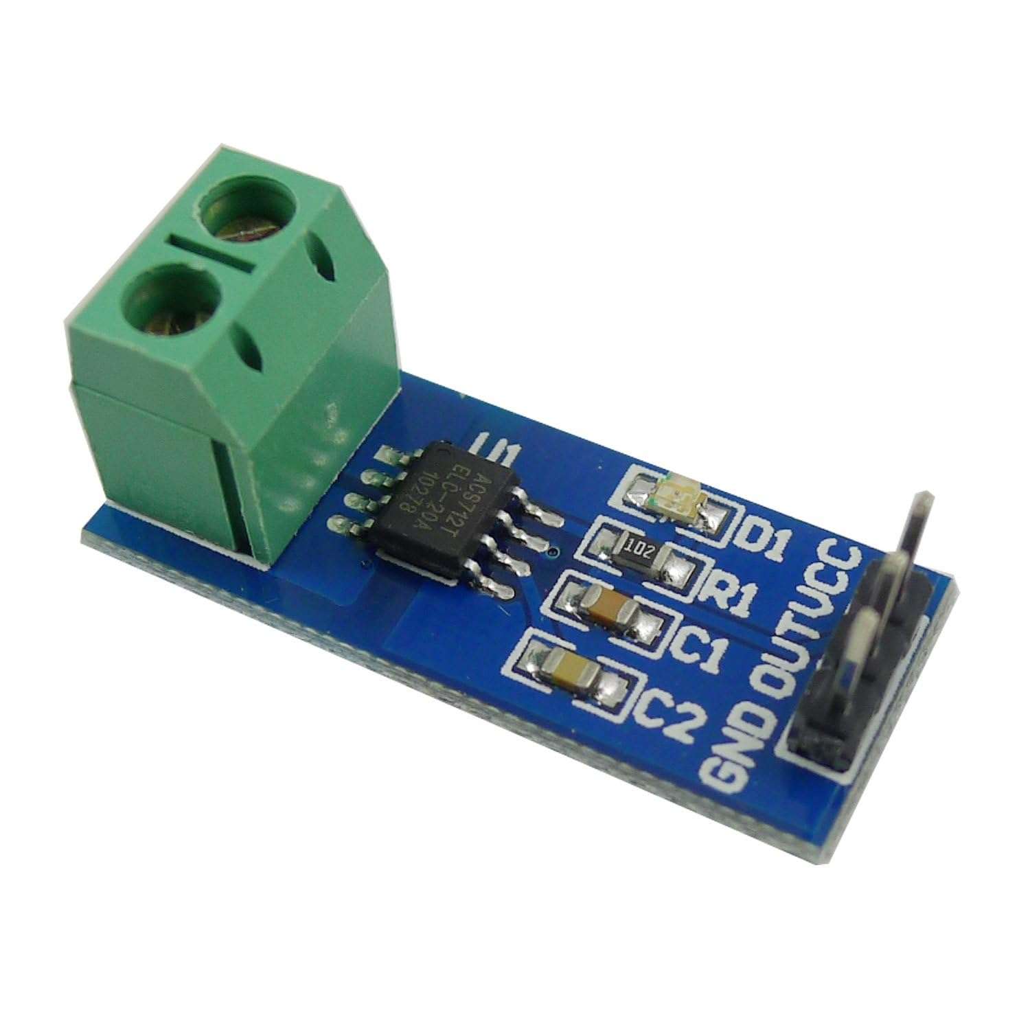 Ferwooh ACS712 20A Range Power Sensor Module Chip ACS712ELC-20A Current Sensor Module Hall Sensor Measurement Module with Power Indicator for Arduino (Pack of 3PCS) 3