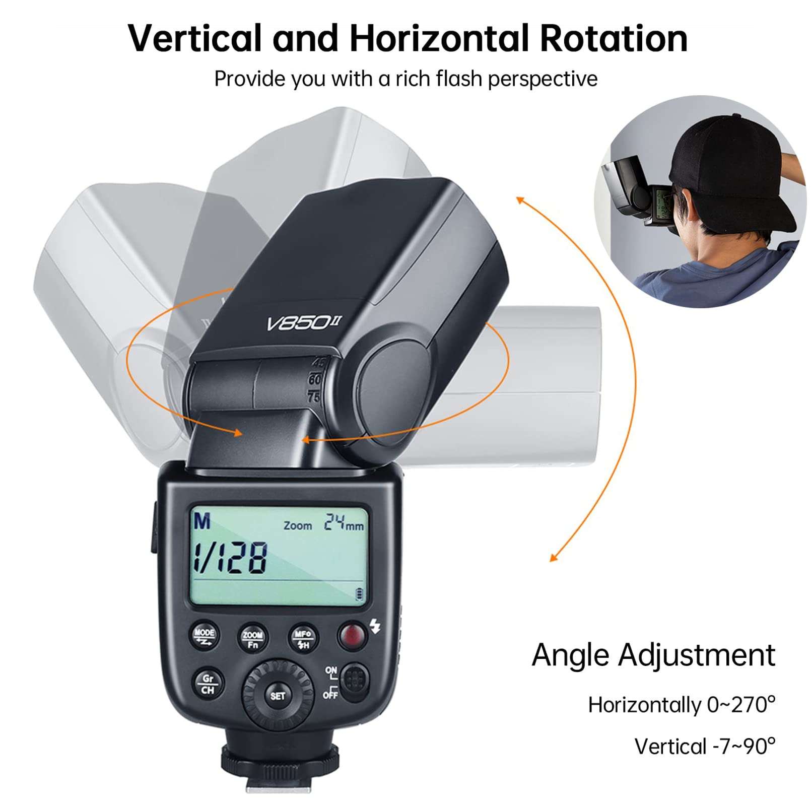 Godox V850II Camera Flash Speedlite, GN60 1/8000s HSS Flash Speedlight with 11.1V/2000mAh Li-ion Battery, 1.5s Recycle time 650 Full Power Pops, Compatible for Canon Nikon Sony Fuji Olympus Pentax 5