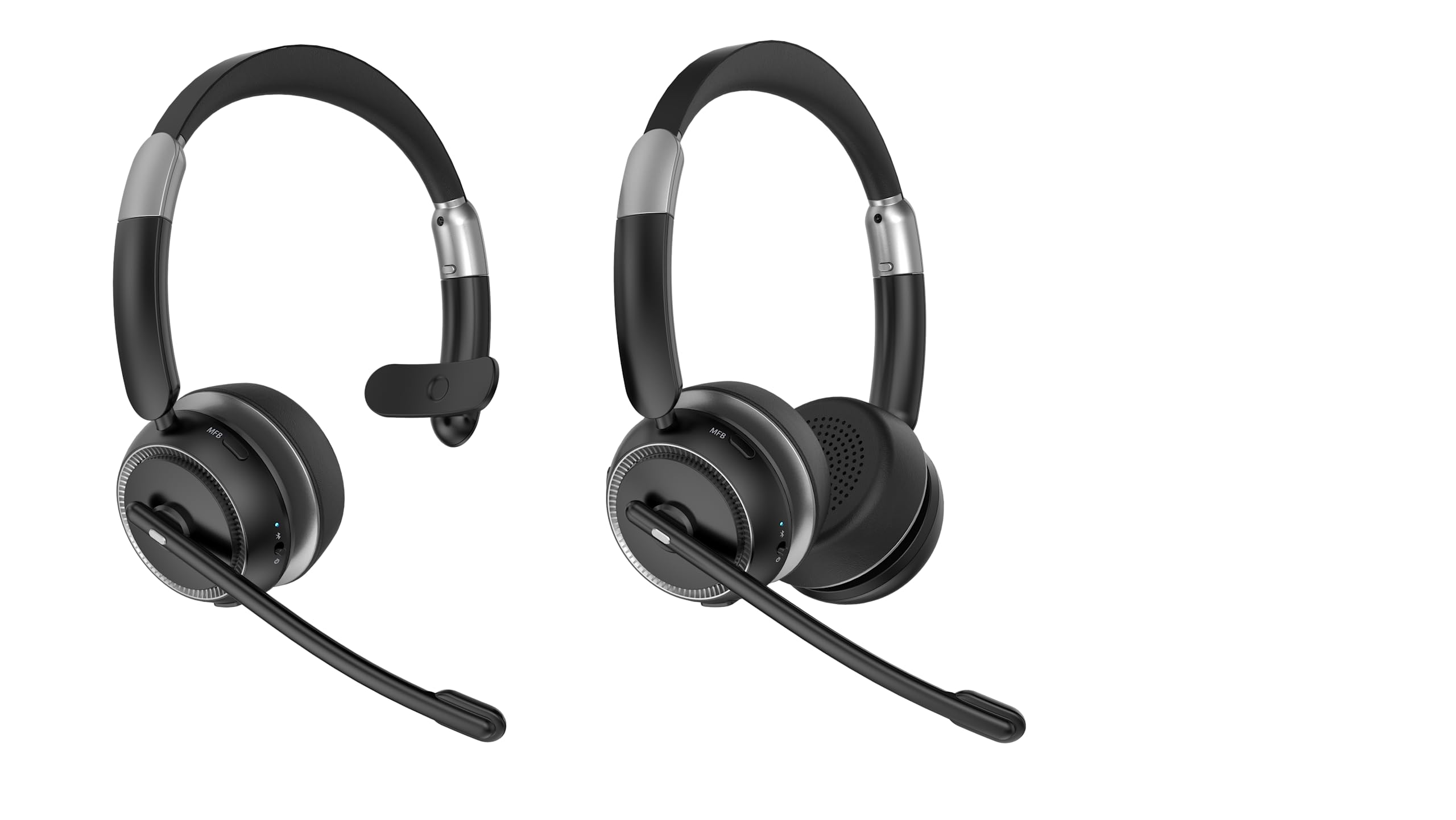 FF Fongee Bluetooth Headset with Microphone, V5.2 Single and Dual Ear Wireless Headphones with AI Noise Cancelling for Cell Phone, Laptop,Trucker, Home Office, Call Center,Zoom, Online Class 1