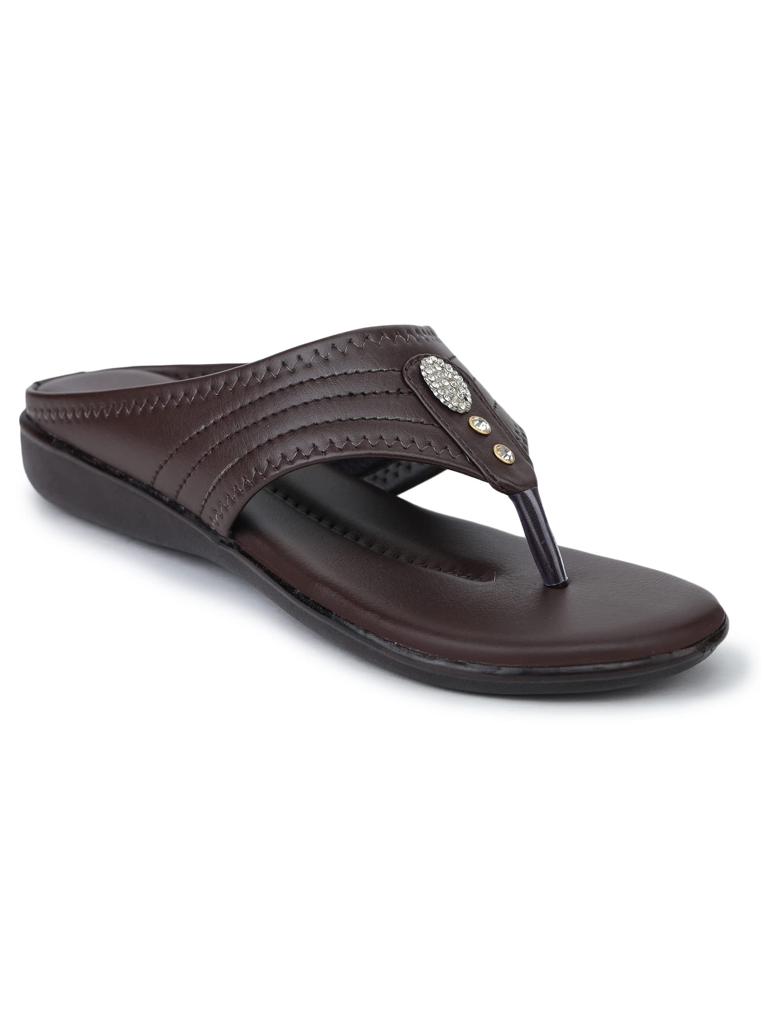 Bootco Flat for Womens & Ledies Attractive Silver Nag Design With Comfortable Soft Feel During Wearing This Trending Brown Color Easy To Fitt Flat Slipper 3