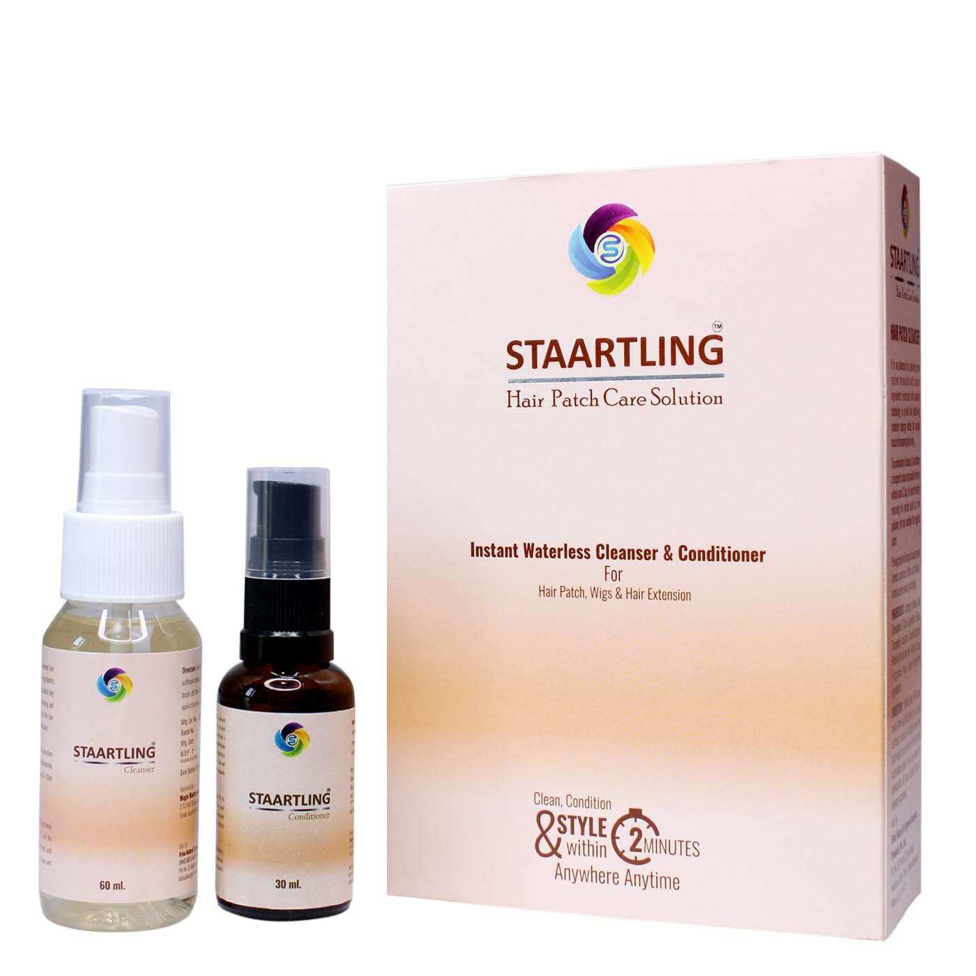 GLAN Staartling Cleanser and Conditioner for Softener and Shiner Human Hair Patch and Extensions for Men and Women Pack of 1 (Small) 1