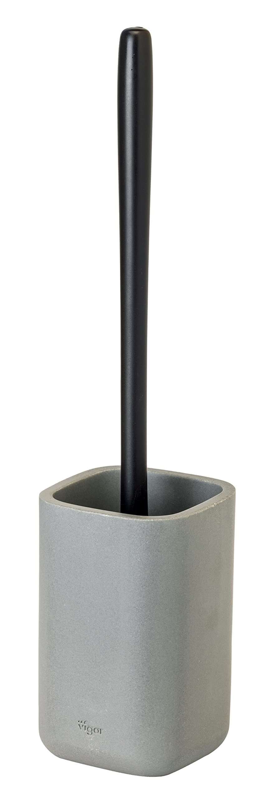 Vigar Zense Collection Concrete Toilet Brush and Holder Set, for Modern Luxury Bathroom, Fine Polyresin Stone 6