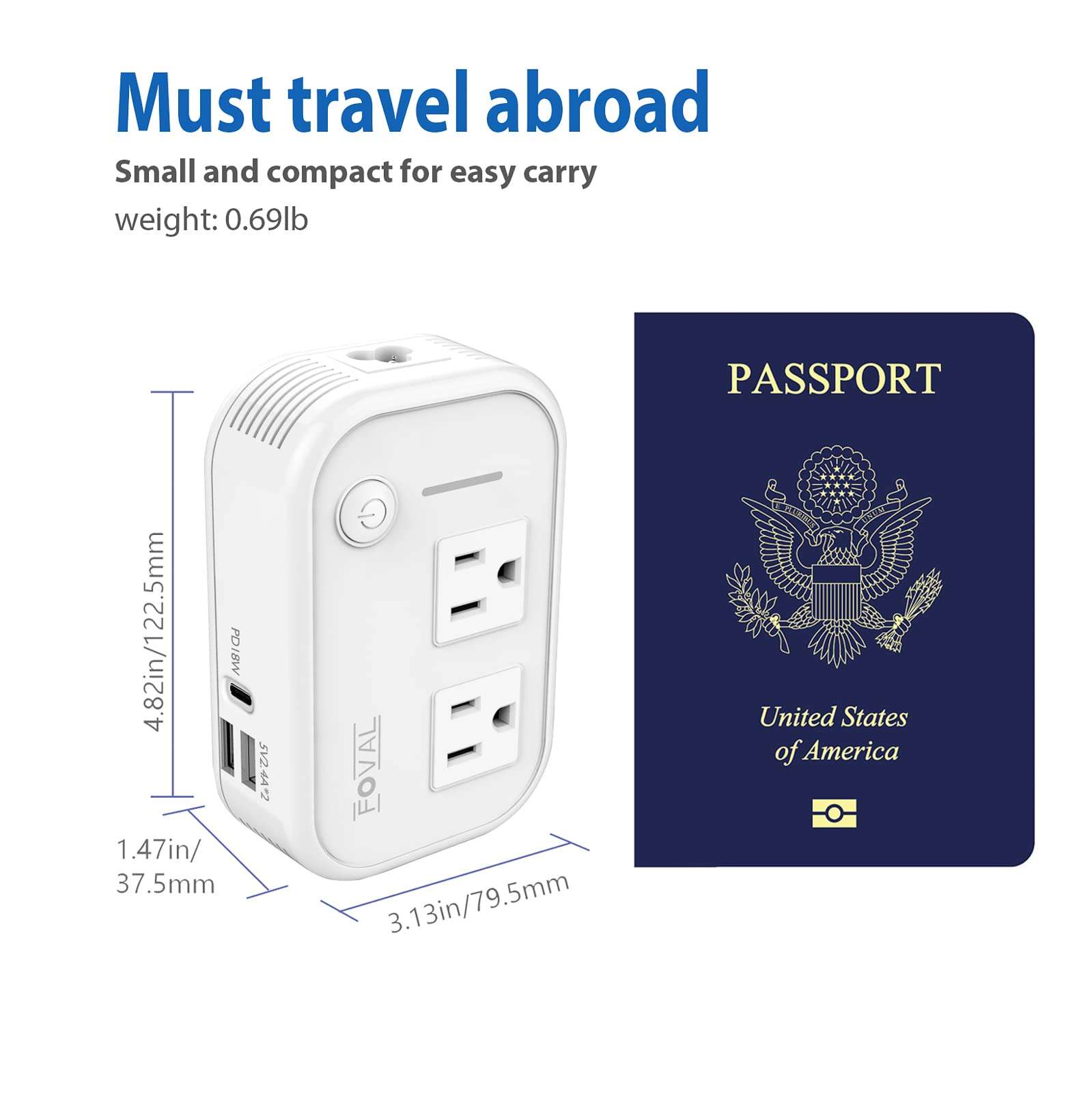 FOVAL Power Step Down 220V to 110V Travel Voltage Converter International Power Adapter for Hair Straightener/Curling Iron with 4-Port USB Charging US/UK/AU/IT/EU Universal Plug Adapter (Red) 6