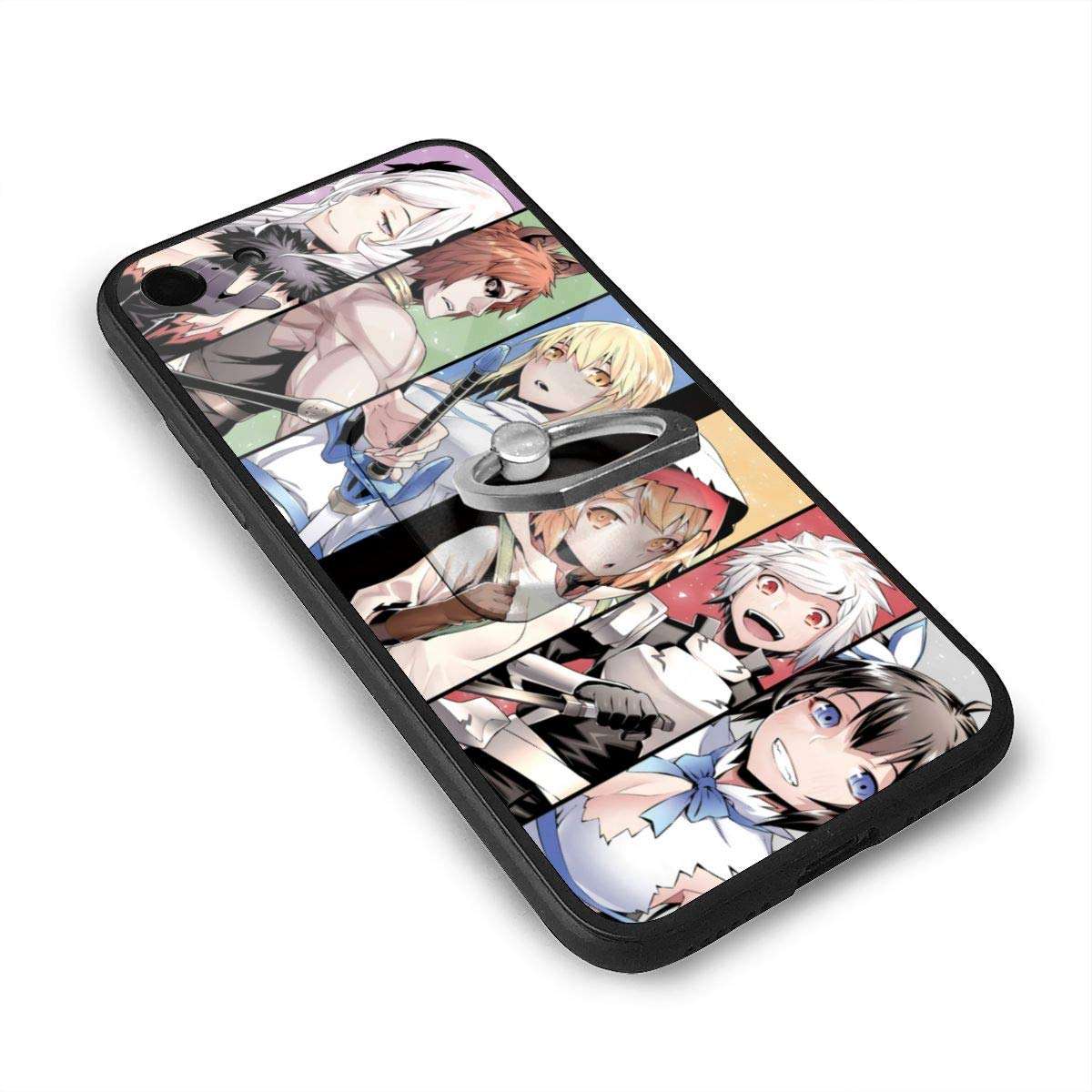 Official is It Wrong to Pick Up Girls in A Dungeon (DanMachi) Anime/Cartoon/Comic/Gaming TPU Glass Phone Case iPhone 7/8 Case Ultra Thin Slim Fit Soft Silicone + Cell Phone Ring Holder Square 1