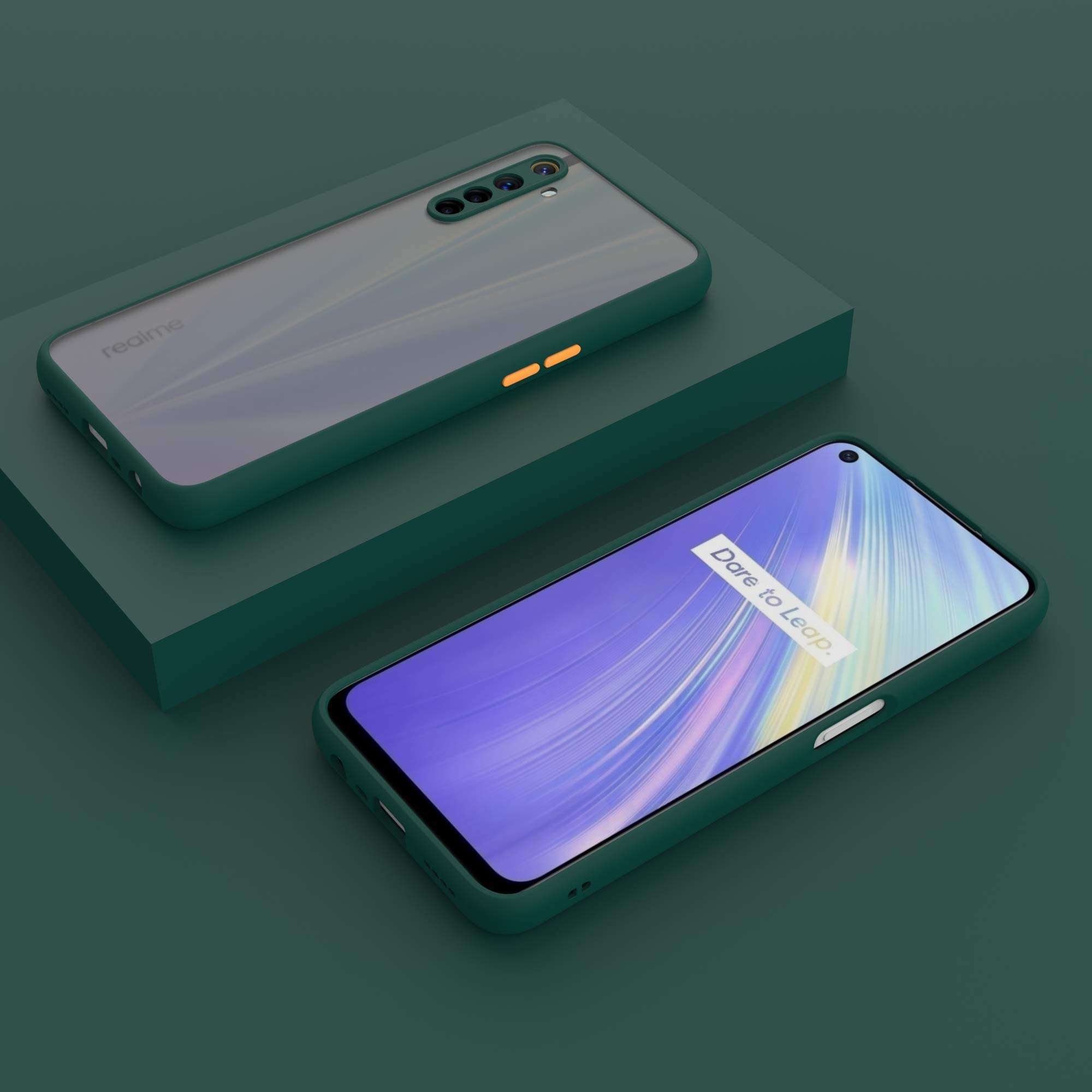 Genric Back Cover for Realme 6i (TPU;Poly Carbonate/Green) 3