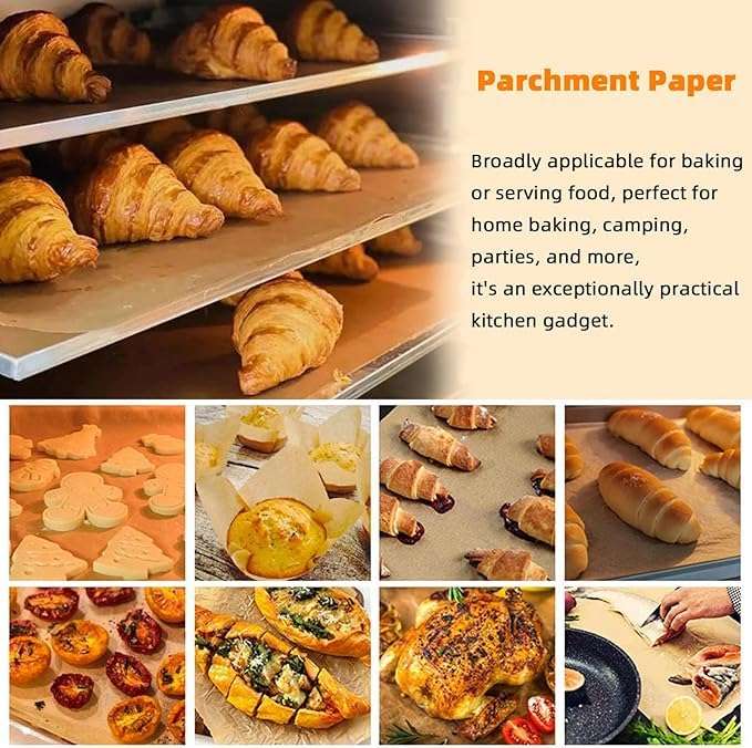 12x16 Baking Parchment Paper – 200 Pcs Non-Stick, Heat Resistant, Food Safe, Disposable Sheets for Oven, Microwave, Baking, Roasting, Cooking, and Easy Cleanup 6