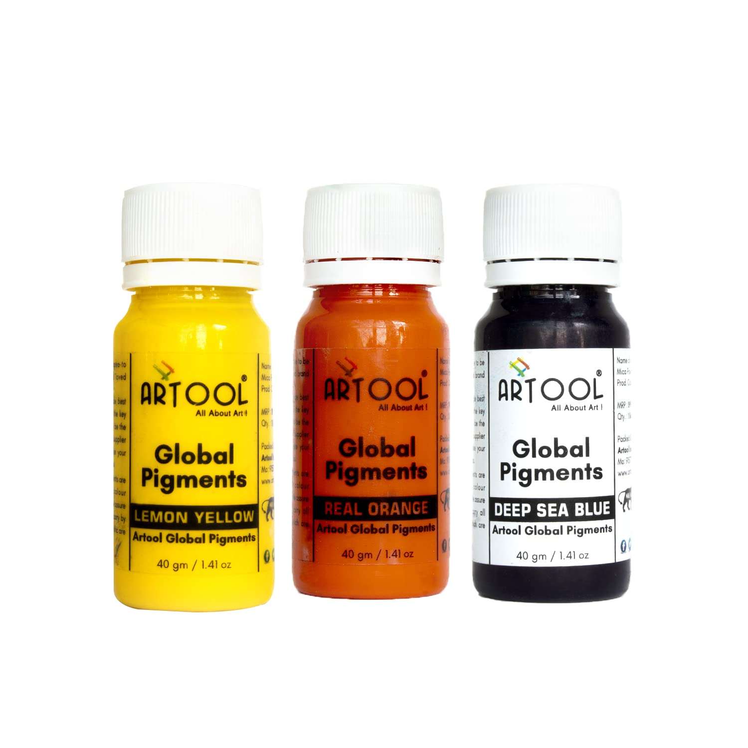 ARTOOL PGC6 Lemon Yellow, Real Orange, Deep Sea Blue Resin Pigment Multipurpose Liquid Color for Resin Art, (Set of 3, 1.41 oz Each) Total 4.23 Oz 1