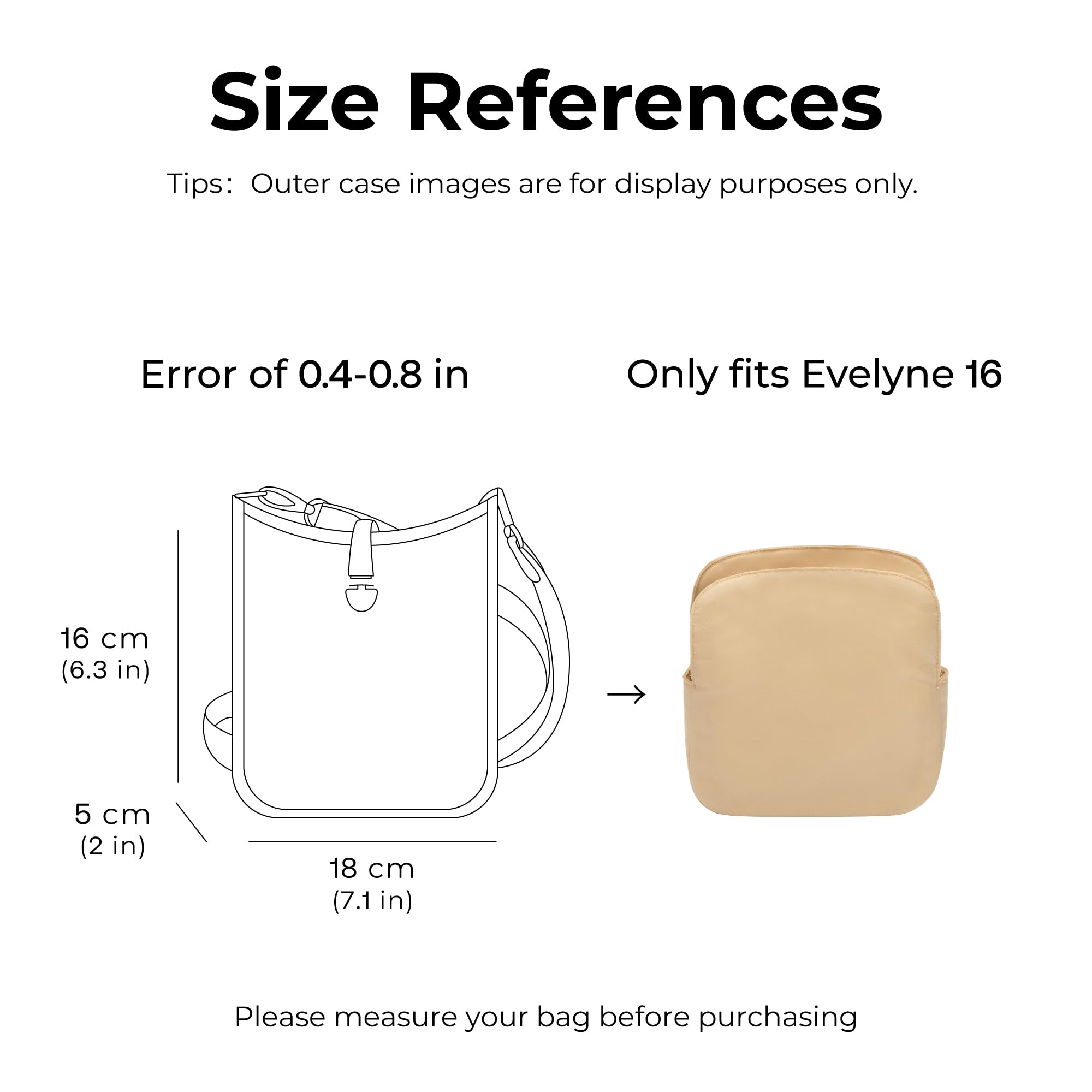 FANJI Project Tote Bag Organizer Insert for HERMES Evelyne 16 handbag, Custom Fit Inside Premium Vanile Lightweight WaterResistant Purse Insert 3