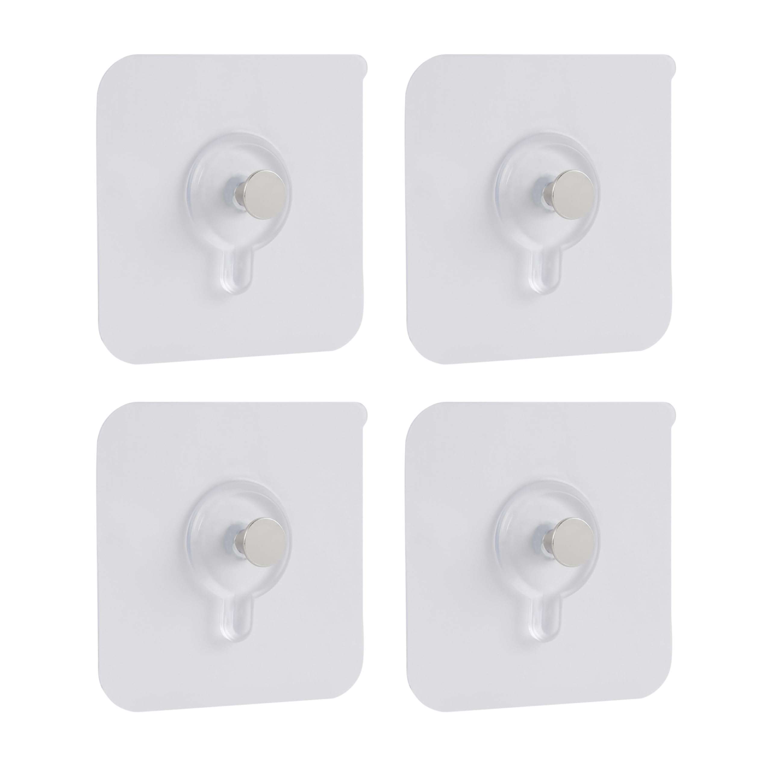 GWOZI Seamless Screws for Wall - Drill Free Adhesive Hooks 4 Pcs - Self Adhesive Wall Mount - Waterproof Screw Free Stickers for Hanging in Kitchen, Bathroom and Office, Transparent 1