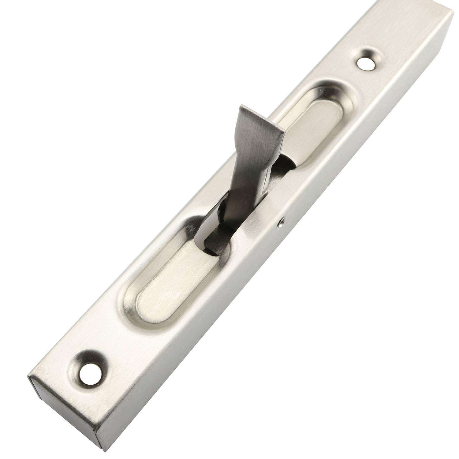 RuiLing 1-Pack 304 Stainless Steel Safty Concealed Slide Bolt Lock,Security Guard Lever Action Door Flush Bolt Latch for Furniture Hardware Fitting Accessories 6 Inch 3