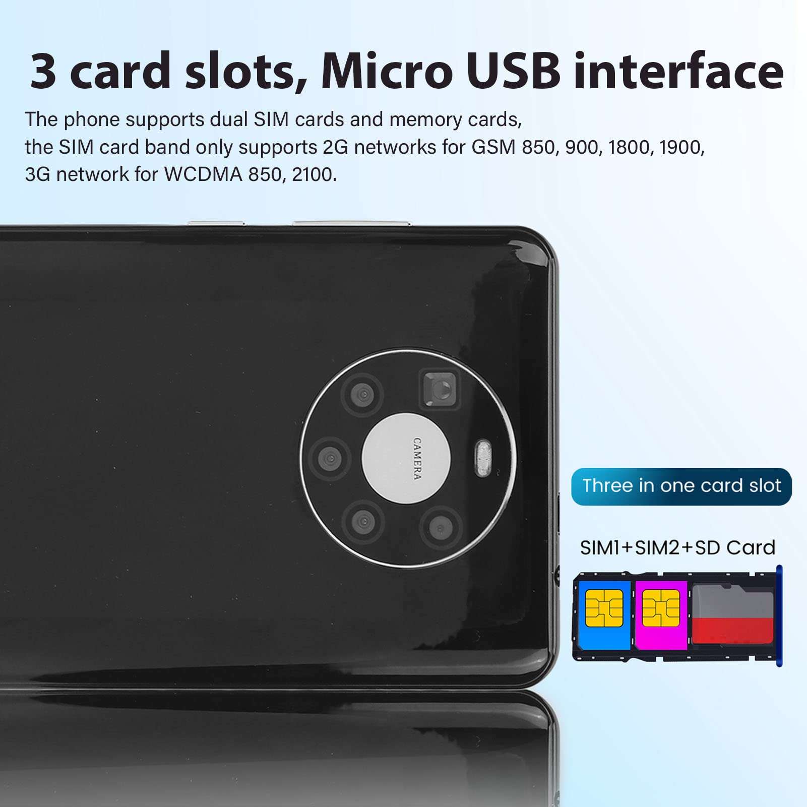 Smartphone, 5.5 Inch Smart Mobile Phone with 3 Card Slots, 2.4G 5G WiFi Smartphone for Android 11.0, 8 Core CPU 4800mAh Battery Cell Phone for Daily Life 4