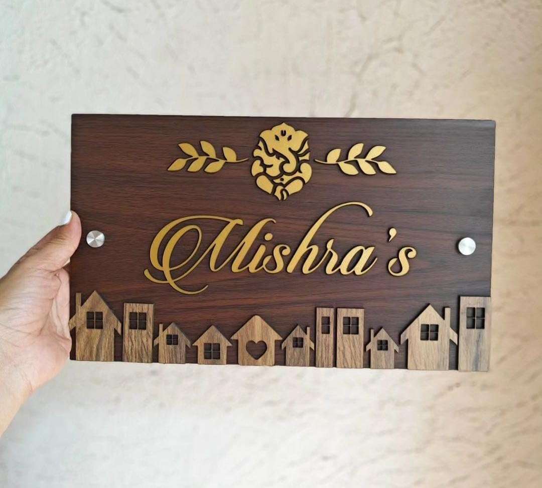 Bright Wood Craft Customizable Decorative MDF Wood + Acrylic Couple Name Plate - Personalized Home Decor for Lasting Impressions | Indoor And Outdoor Board Decorative Items -Brown 14X10-DN-5 1