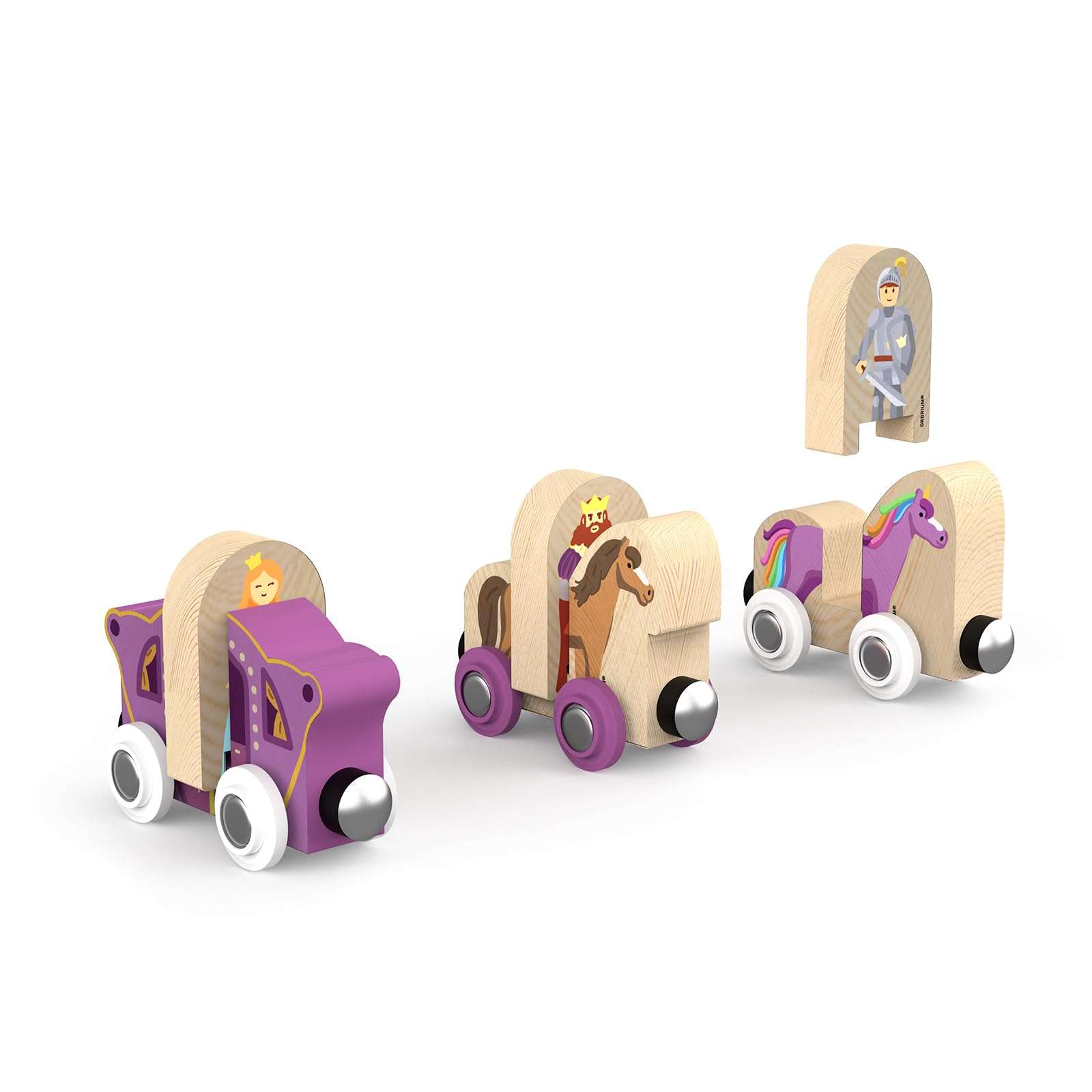 ORBRIUM 68 Pcs Fantasy Kingdom Adventure Wooden Train Set in Wooden Storage Box Unisex Children Toys Girls Boys 3 4 5 6 7 Years Compatible with Thomas, BRIO, Melissa and Doug, Imaginarium, IKEA 4