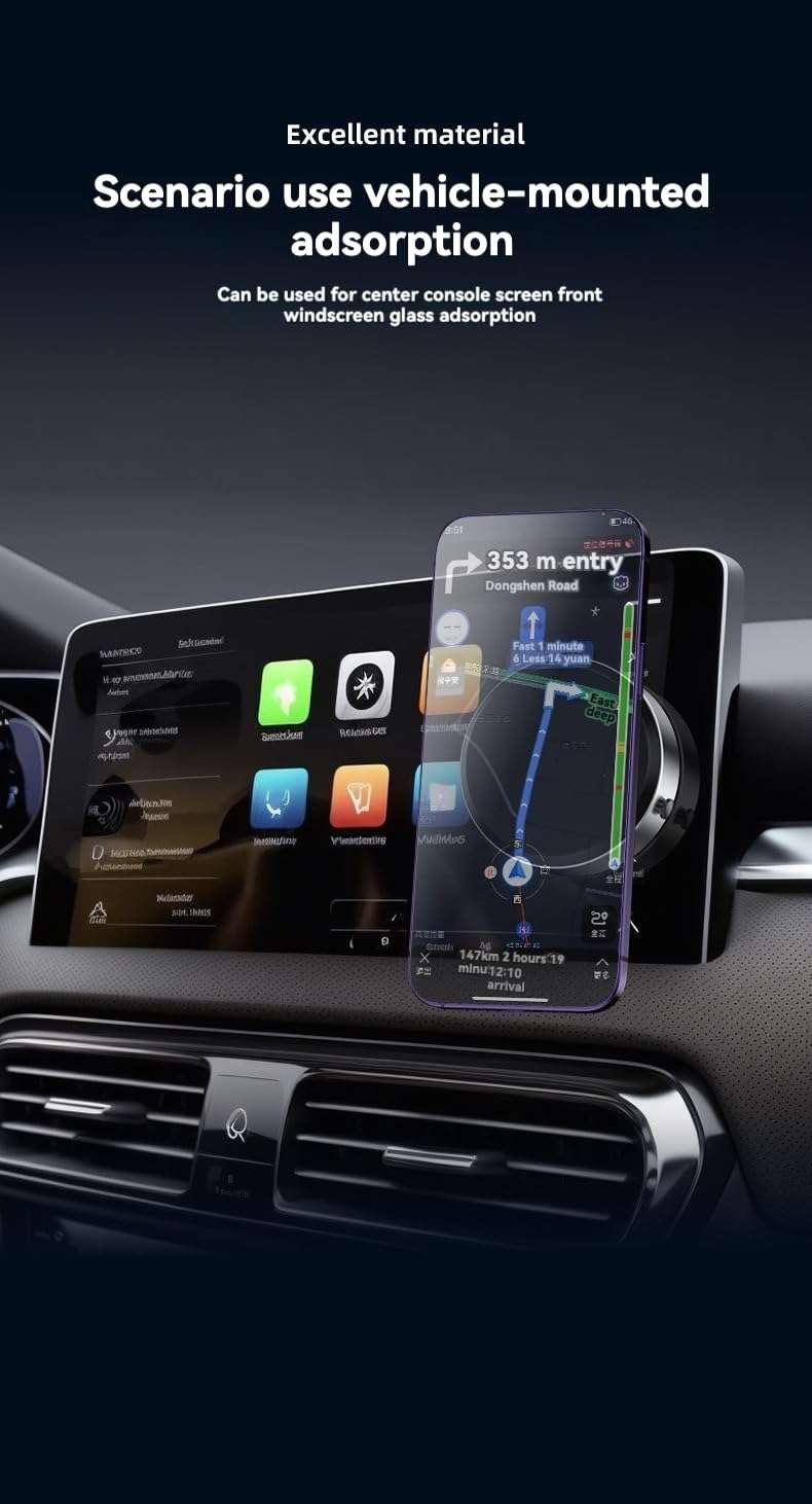 Electric Vacuum Magnetic Suction Car Phone Mount, Strong Suction for Car Kitchen Mirro Gym Bath Shower & All Smooth Surface, Portable&Easy to use, Compatible with iPhone & Android(Charging Version) 6