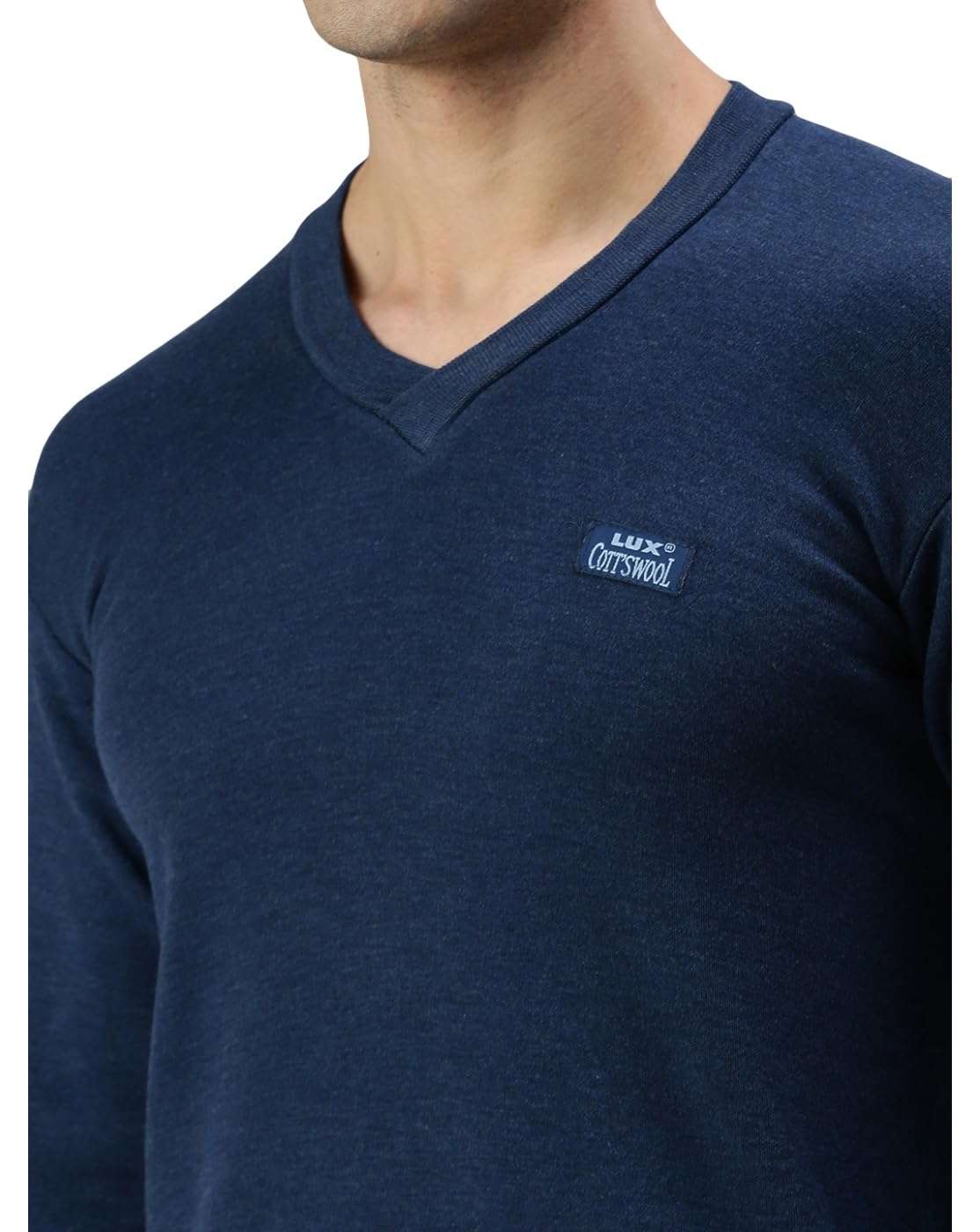 Lux Cottswool Men's Cotton Thermal Set (COTT_Blue_FS_Vneck_TRO_Set_S-80) 2