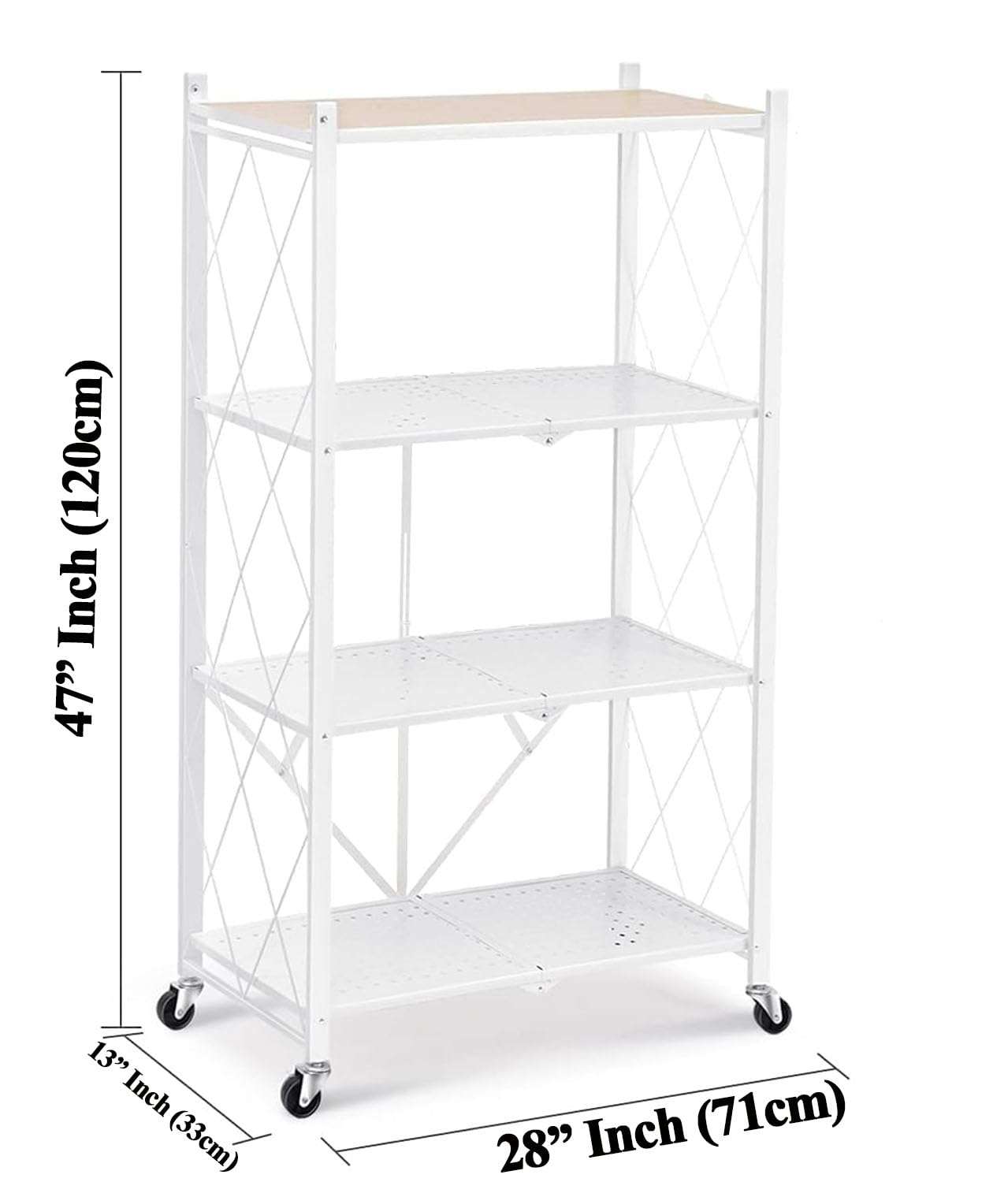 Oumffy White Adjustable Set of 4-Shelf Metal Organizers Rolling Cart Display Wire Rack, with Wheels Storage Shelving Unit,Heavy Duty Garage Storage Rack, Metal Kitchen Shelf, 47 Inches Height, White 5
