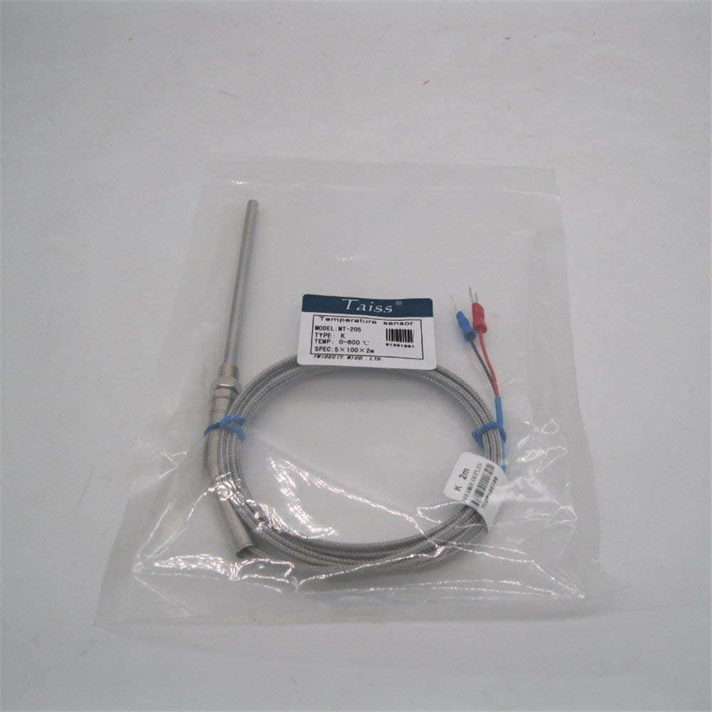 LKAIBIN K Type Thermistor Temperature Sensor Probe Temperature Controller,100mm/4 Long Probe Thermocouple 6