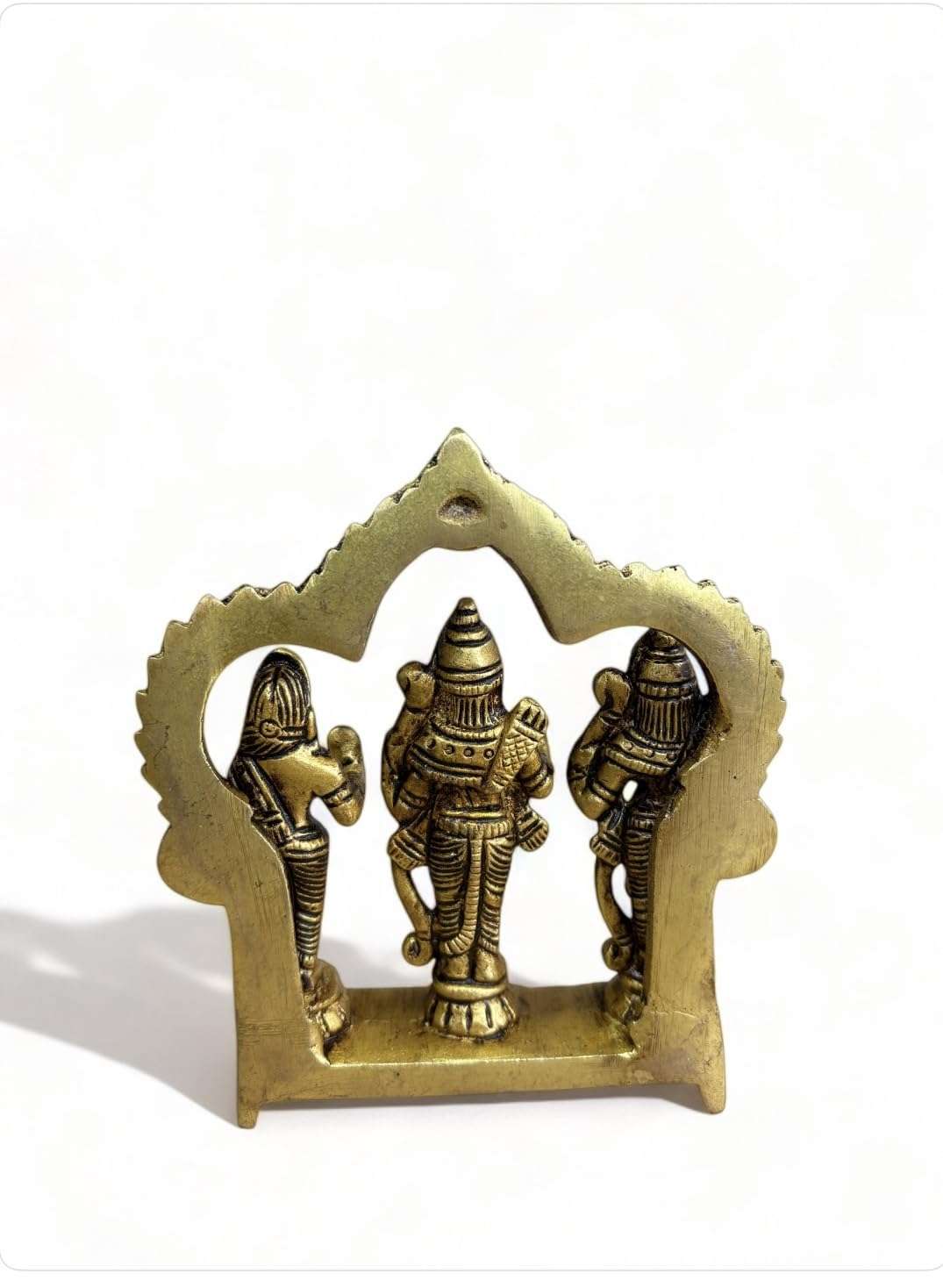Pure Brass Ram Darbar Murti Ram Darbar Statue for Home Decor and Office Desk Ram Sita Laxman Hanuman Idol for Puja Room Shree Ram Parivar Murti for Gift Pital ram darbar Idols 4.5inch 4