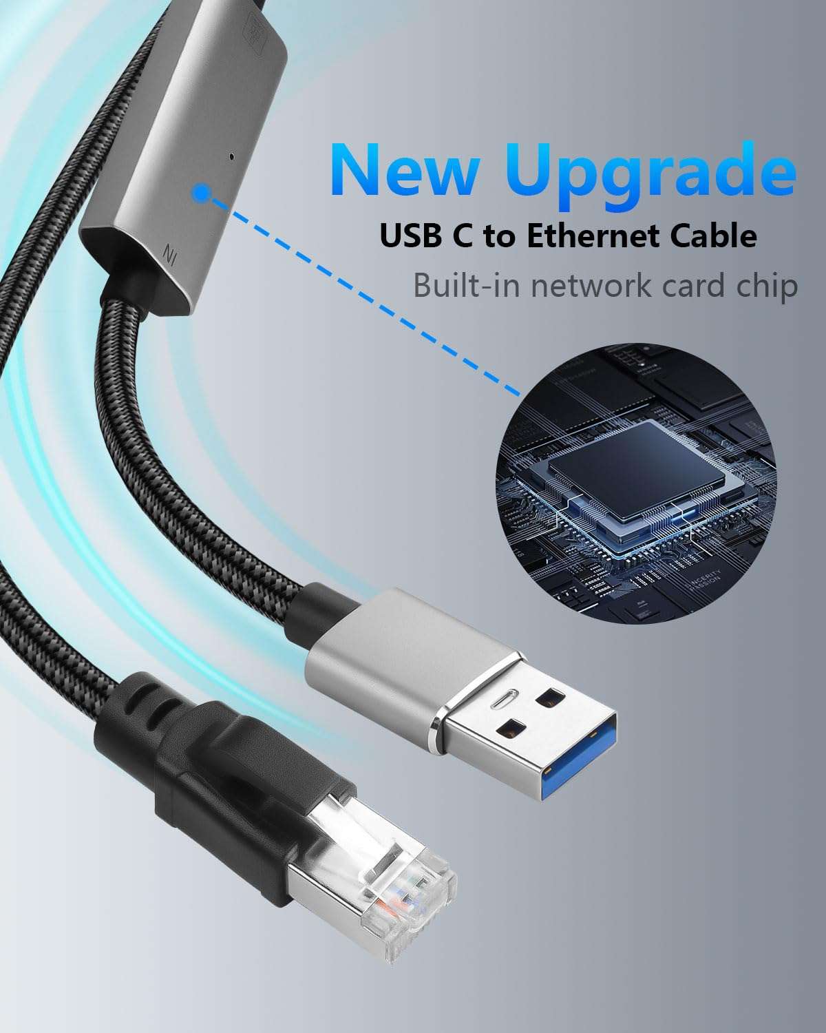 CERRXIAN USB A to 2.5 Gbps Ethernet Cable 6.5 FT, Gigabit RJ45 LAN to Type A Adapter, Directly Connected Cat Network Cable Converter to Type A Cable Compatible for Laptop, Desktop PC, Switch, TV Box 5