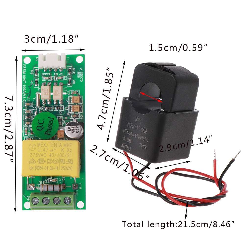 PZEM-004T Current Voltage Multimeter Module 80-260V 100A +Split-Core Transformer TTL 6