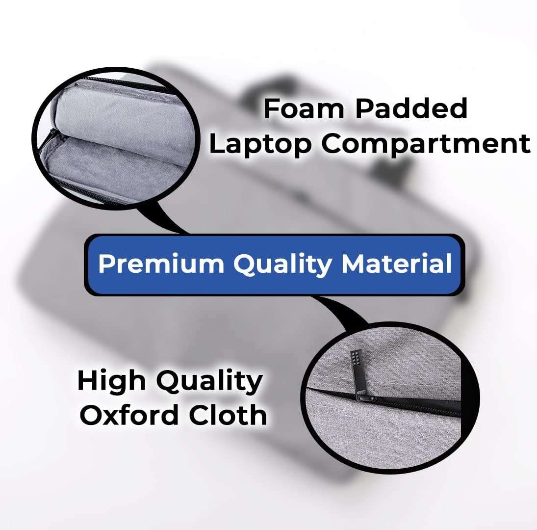 Kuber Industries Laptop Bag|Oxford Foam Padded Compartment|Detachable Strap Shoulder Bag|Laptop Bag for Men & Women|Compatible with 13”,14”,15” Devices|Grey (Pack of 5) 5