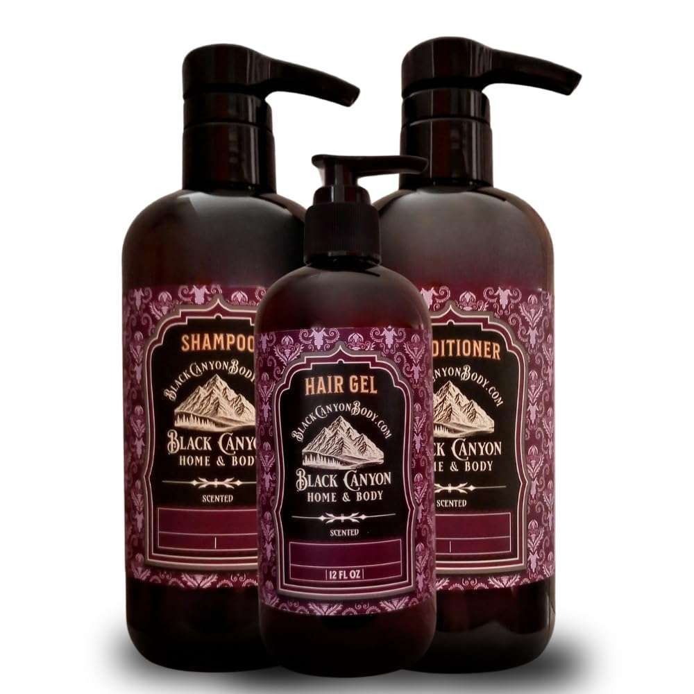 Black Canyon Forget Me Not & Citrus Scented Argan Oil Hair Shampoo, Conditioner and Hair Gel Set