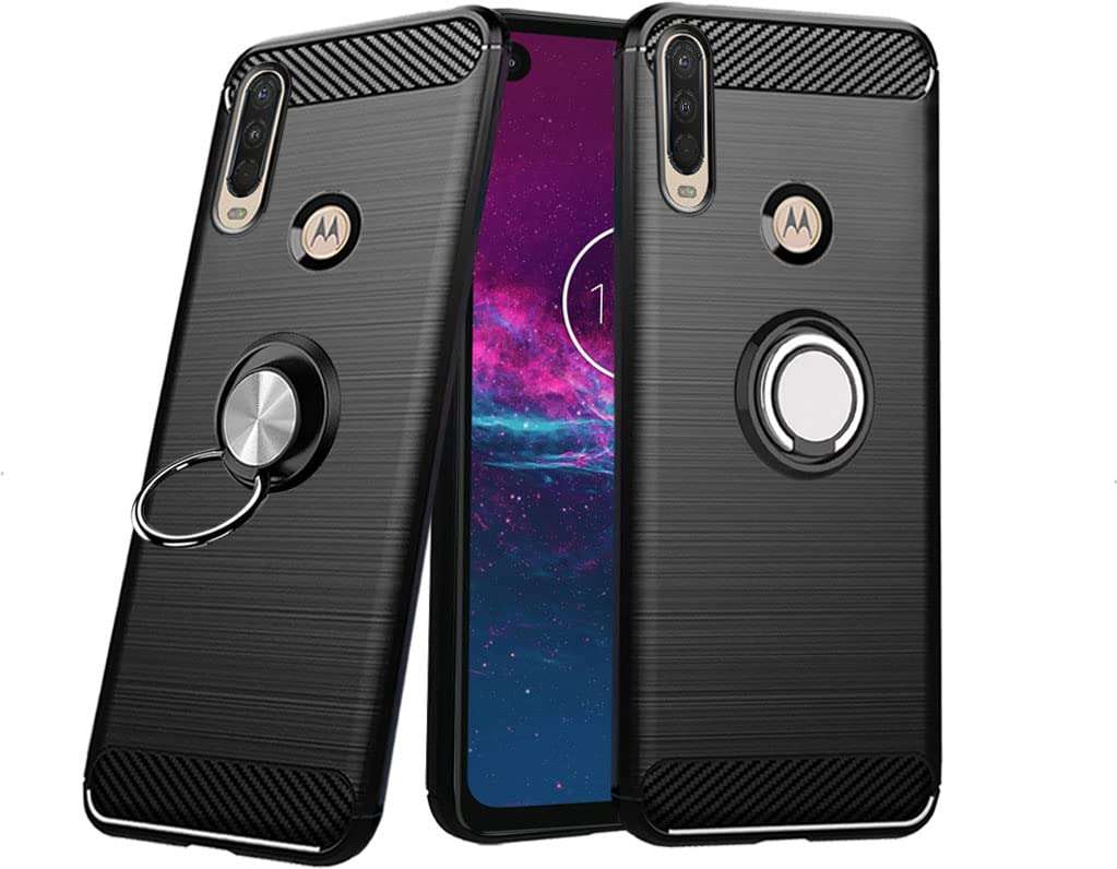 Unistuff Back Case Cover for Motorola One Action, Moto One Action, Motorola Moto One Action | Ring Stand | Premium Finish | Camera Protection - Night Black, 76563 1