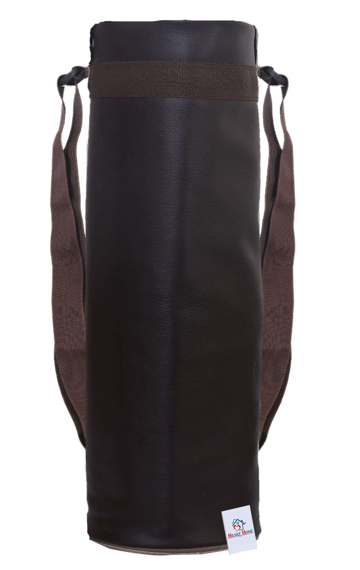 Heart Home 2 Pieces Leather Insulated Round Water Bottle Cover/Bag, 2.5 LTR (Brown)-Heart11193 3
