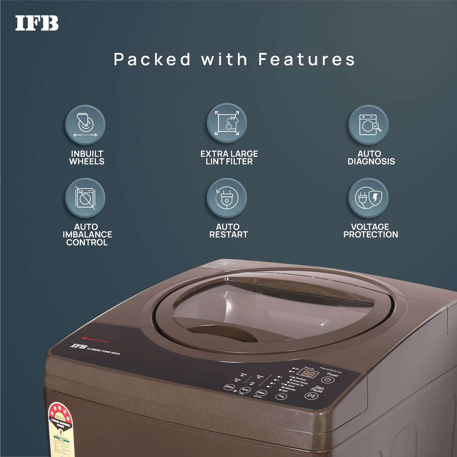 IFB 7.0 Kg Fully-Automatic Top Loading Washing Machine (TL-R1BRS 7.0KG Aqua, Brown, 2X Power Steam, 4 Years Comprehensive Warranty) 5