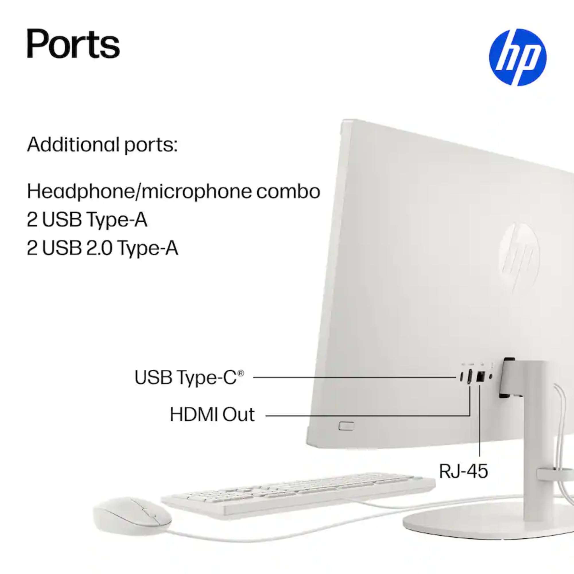 HP 22" FHD All-in-One Desktop Computer - Latest 13th Gen Intel Quad-Core - Office 365 for The Web - 8GB DDR5 RAM - 128GB UFS Storage - Wireless Earbuds - Keyboard and Mouse 5
