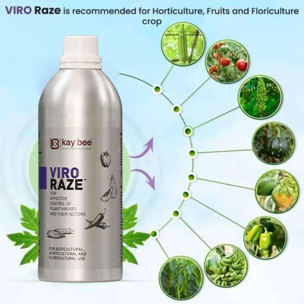 Kay Bee Viro Raze, A Botanical Bio Viricide To Control Viral Diseases in Chili, Tomato, Papaya & More, Boosts Resistance Growth & Yield, Organic Residue-Free, Healthy Plants Healthy You -1lit 4