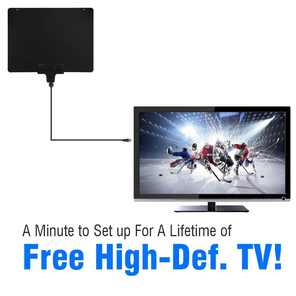 Mediasonic HD TV Antenna Support 1080P 4K UHF / VHF - 50 Miles Range High Performance Indoor HDTV Antenna - (HW-210AN-V2) 3