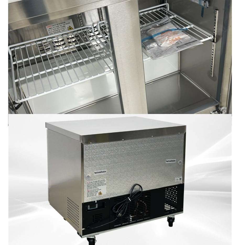 cooler depot Commercial Under Counter Refrigerator 2 doors 36 Inches Width 8 Cu. Ft. 2 Shelves Cold Table Stainless Steel 33°F~41°F 115V/60HZ-UUC36R 6